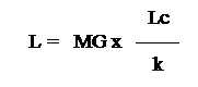 Text Box: 	                Lc          
   L =   MG x   —— 
	                 k
