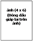 Text Box: ảnh (4 x 6)
(Đóng dấu giáp lai trên ảnh)

